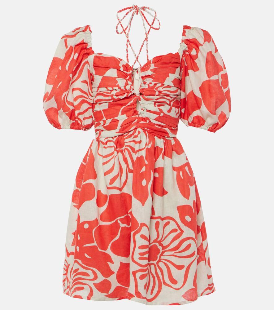 faithfull odelia floral linen minidress