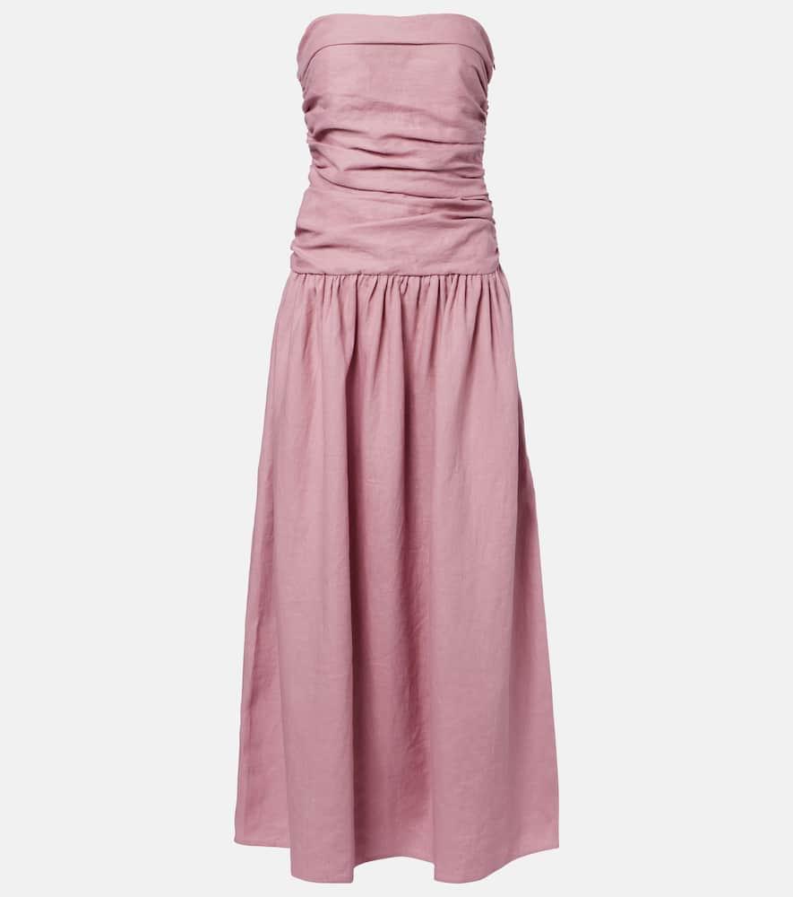 faithfull sacha strapless linen maxi dress