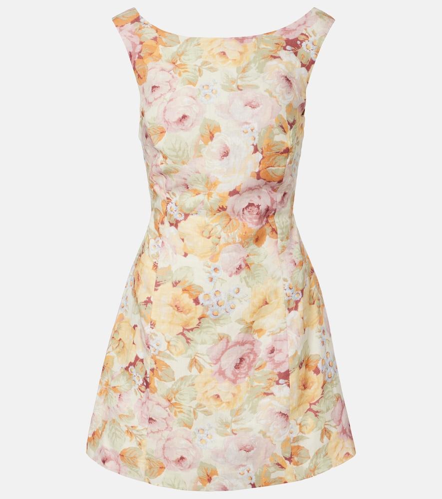 faithfull sofia floral linen minidress