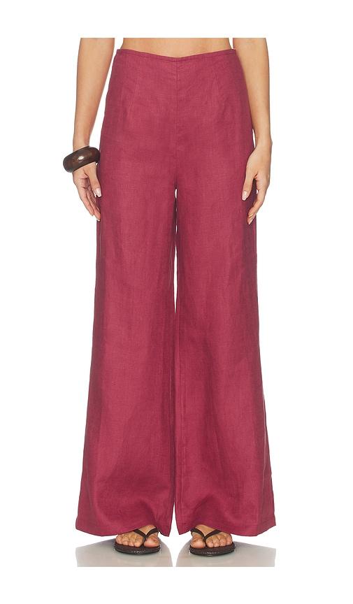 faithfull syna pant in burgundy.