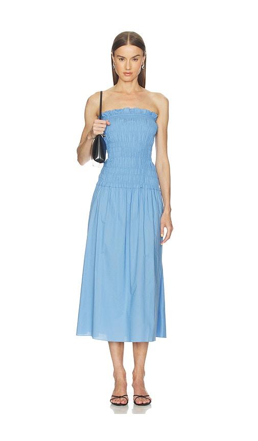 faithfull the brand amalita midi dress in blue.