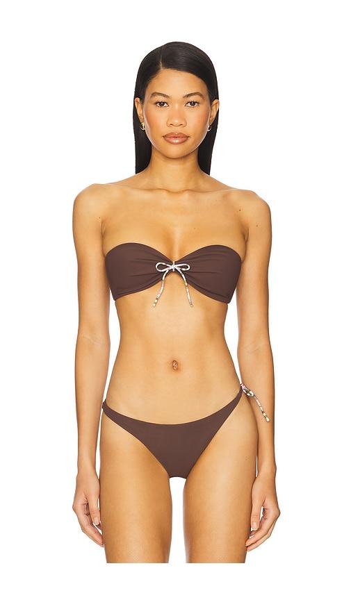 faithfull the brand bandol bikini top in brown.