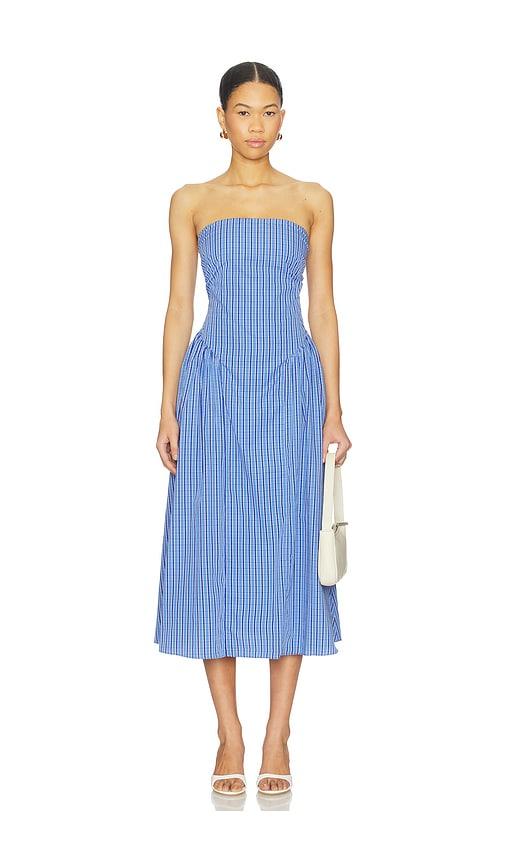 faithfull the brand benetta midi dress in blue.