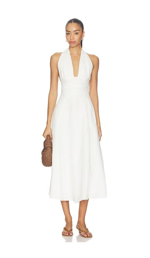 faithfull the brand bianca midi dress in white.