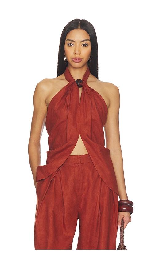 faithfull the brand biba halter top in brown.
