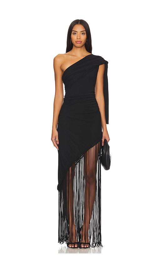 faithfull the brand bijou asymmetric dress in black.