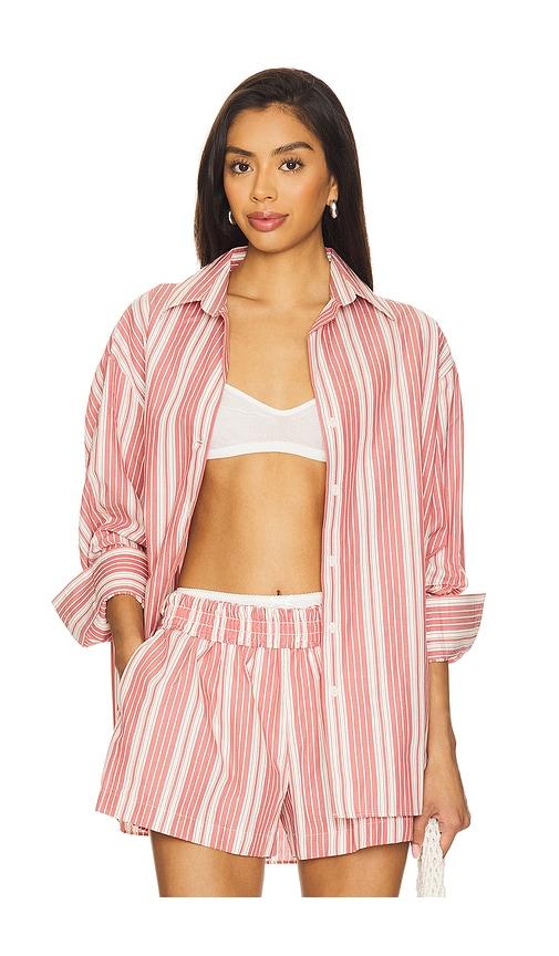 faithfull the brand capri shirt in coral.