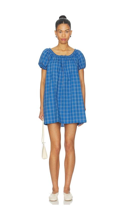 faithfull the brand costa mini dress in blue.
