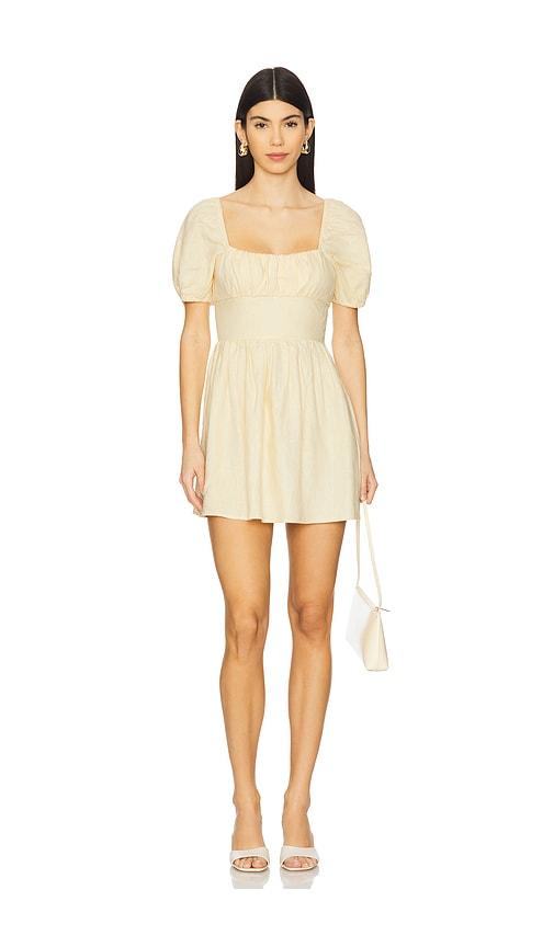 faithfull the brand dalia mini dress in lemon.
