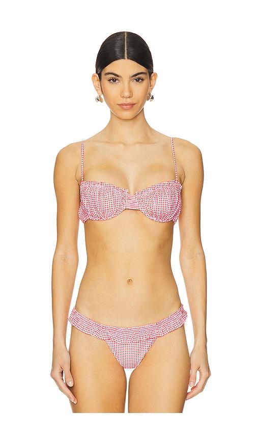 faithfull the brand esterel bikini top in red.