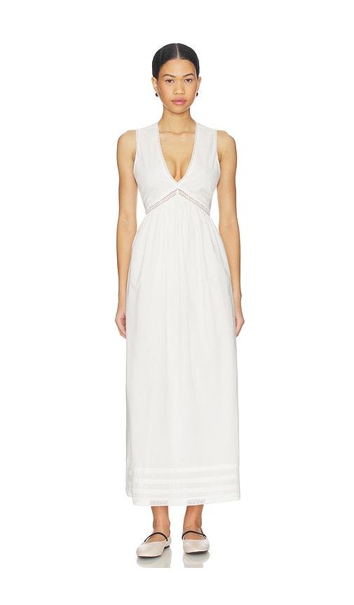 faithfull the brand fiora midi dress in white.