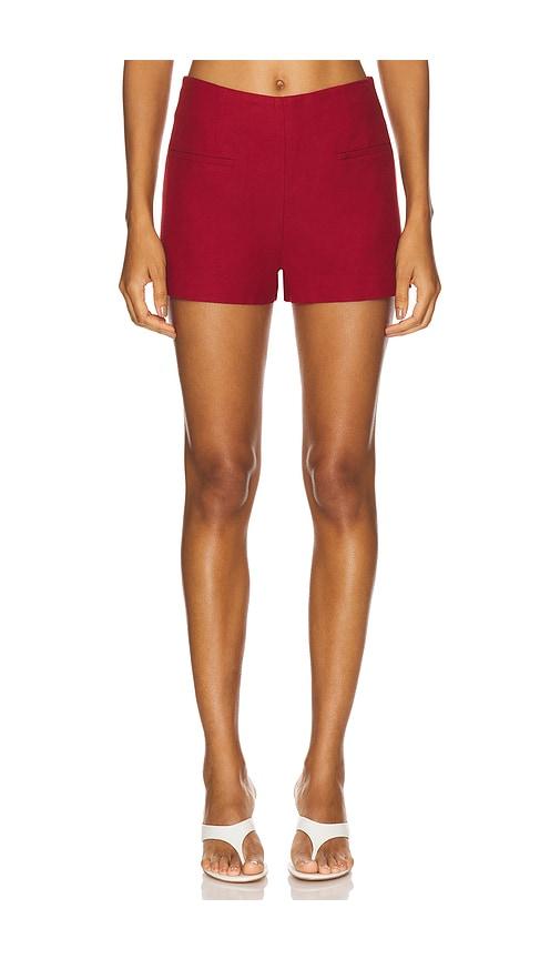 faithfull the brand florine mini shorts in red.