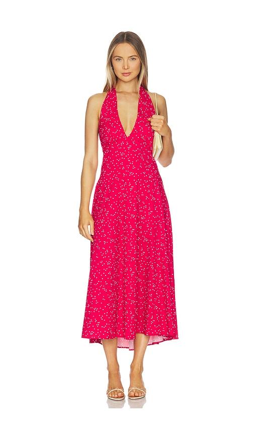 faithfull the brand jennah midi dress in red.