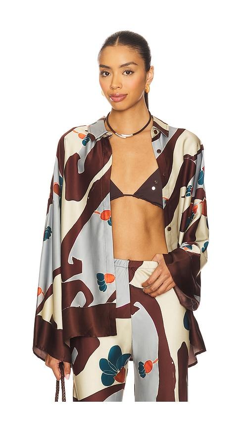 faithfull the brand karys shirt in slate,chocolate.