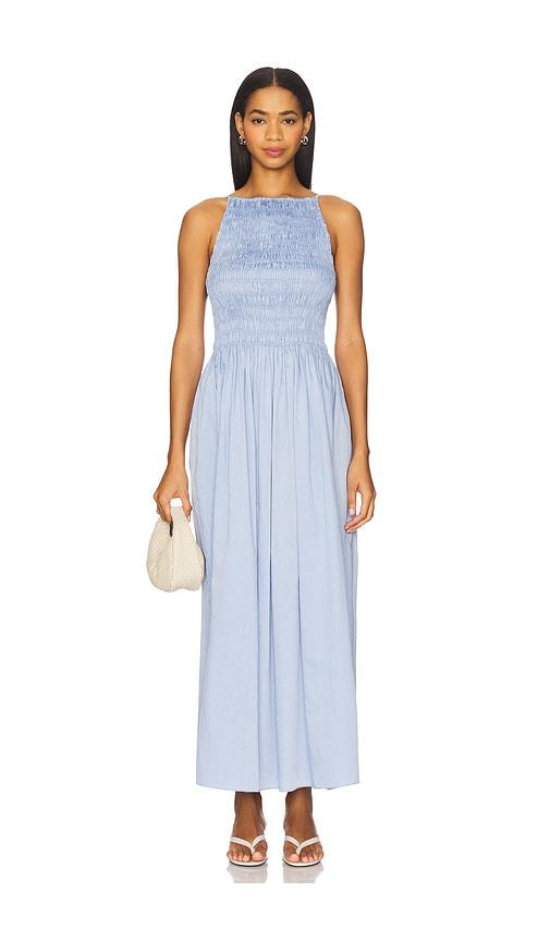 faithfull the brand laia maxi dress in baby blue.