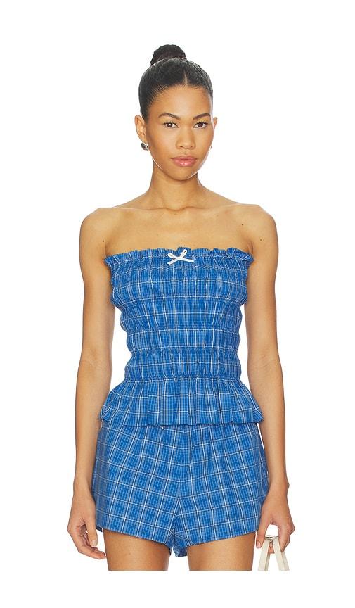 faithfull the brand leya top in blue.