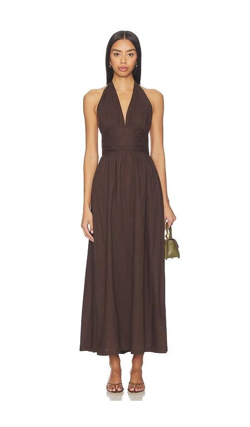 faithfull the brand lido maxi dress in brown.