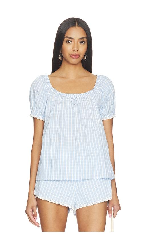 faithfull the brand lonny top in baby blue.
