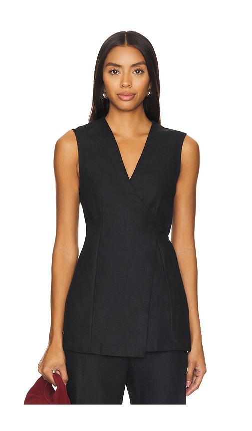 faithfull the brand lulea wrap vest in black.