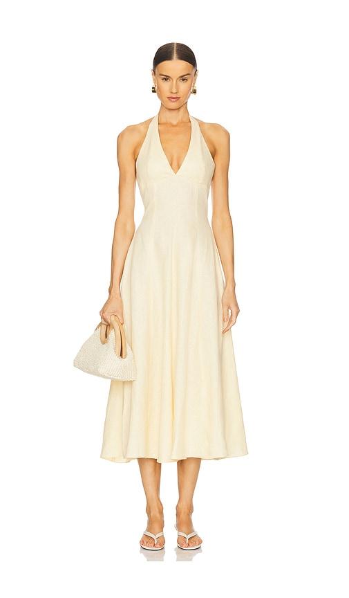 faithfull the brand marais midi dress in lemon.