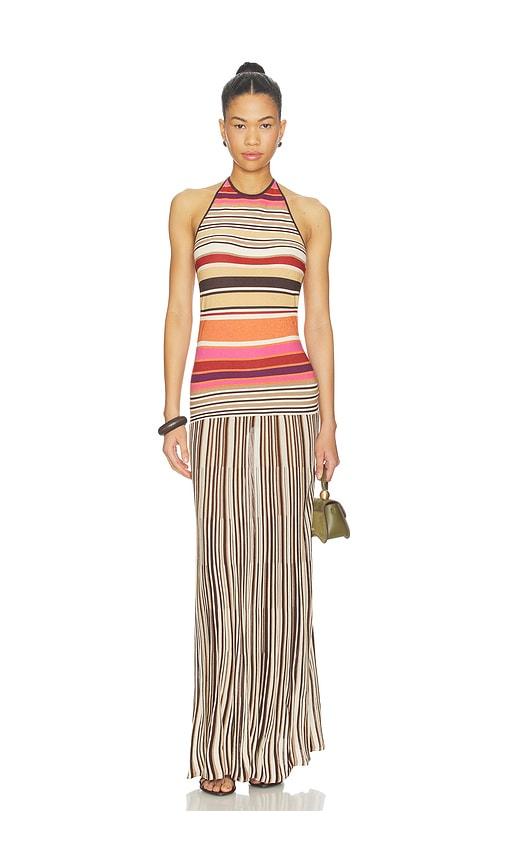 faithfull the brand maretta maxi dress in brown,pink.