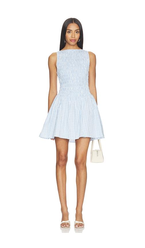 faithfull the brand martina mini dress in baby blue.