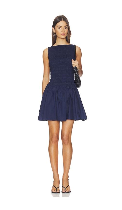 faithfull the brand martina mini dress in navy.