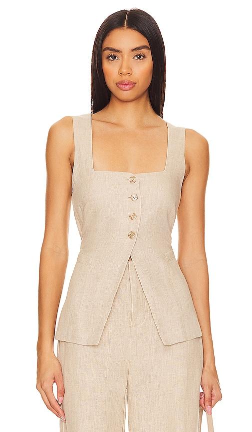faithfull the brand maya vest in beige.