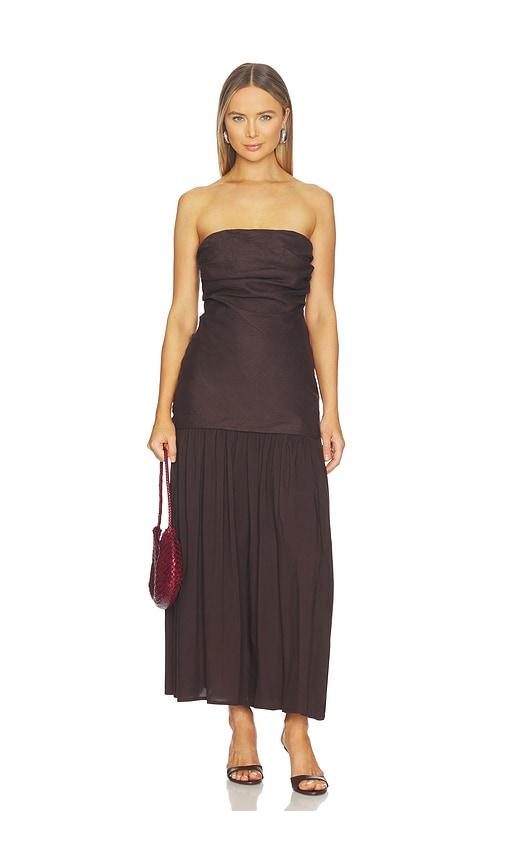 faithfull the brand miro maxi dress in brown.