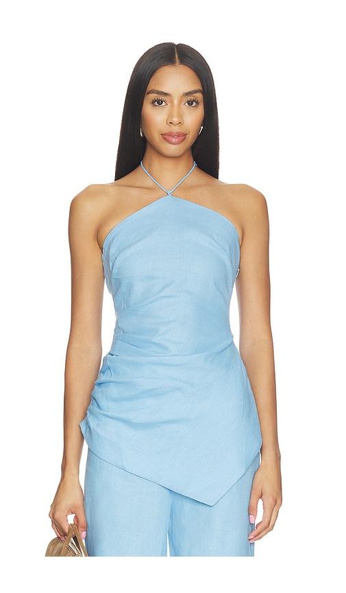 faithfull the brand natalia top in baby blue.