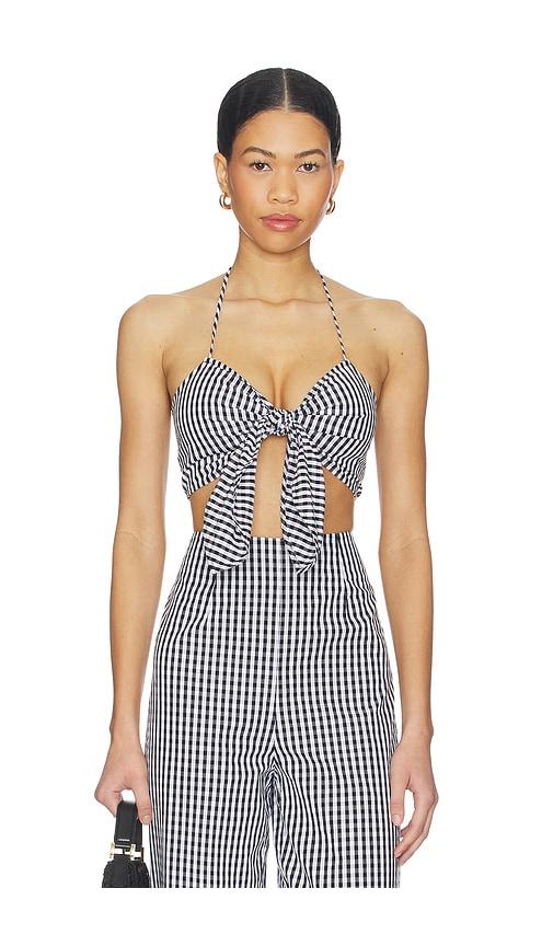 faithfull the brand onda top in black,white.