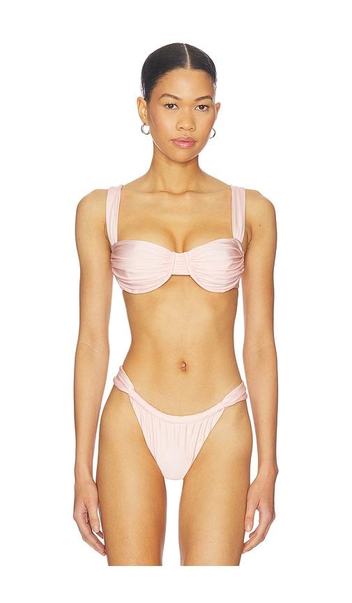 faithfull the brand sol bikini top in blush.