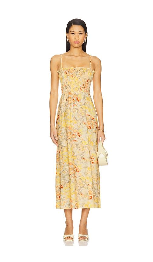 faithfull the brand sorana midi dress in yellow.