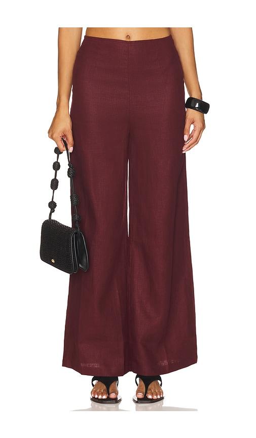 faithfull the brand syna pant in burgundy.