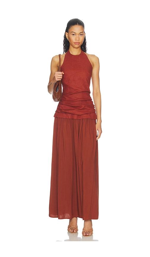 faithfull the brand tali maxi dress in brown.