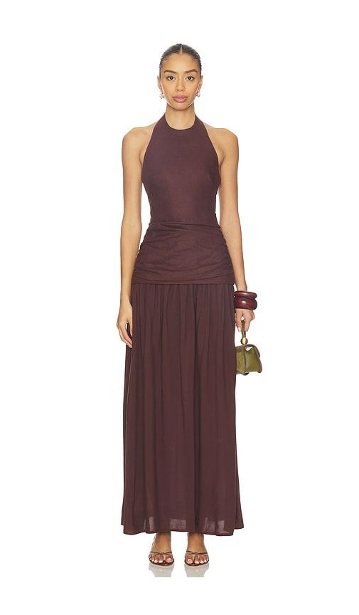 faithfull the brand tali maxi dress in brown.