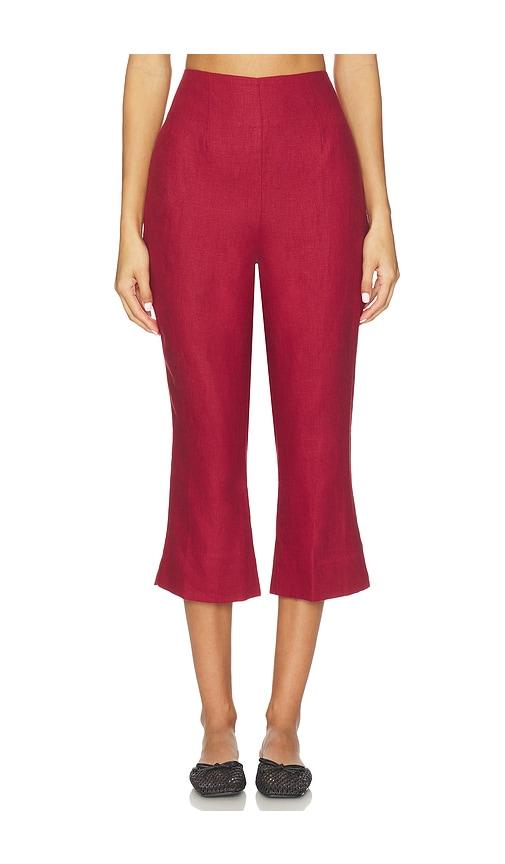 faithfull the brand valeria capri pant in red.