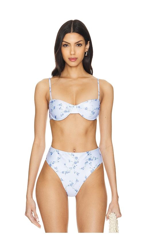 faithfull the brand x revolve farrah bikini top in blue.