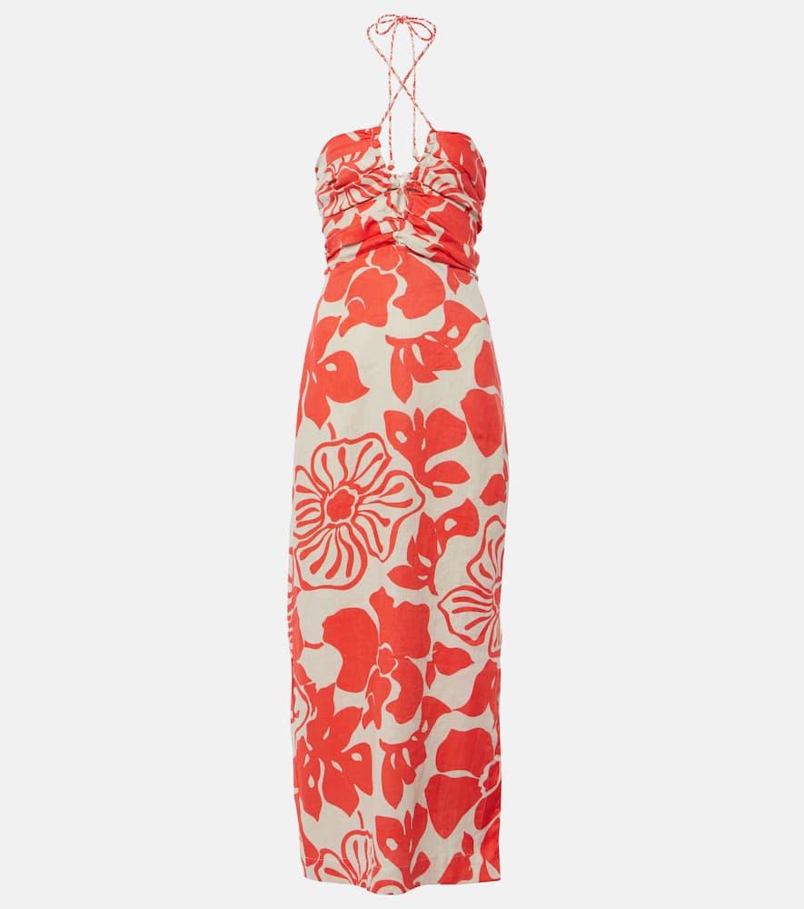 faithfull tortugas floral linen maxi dress