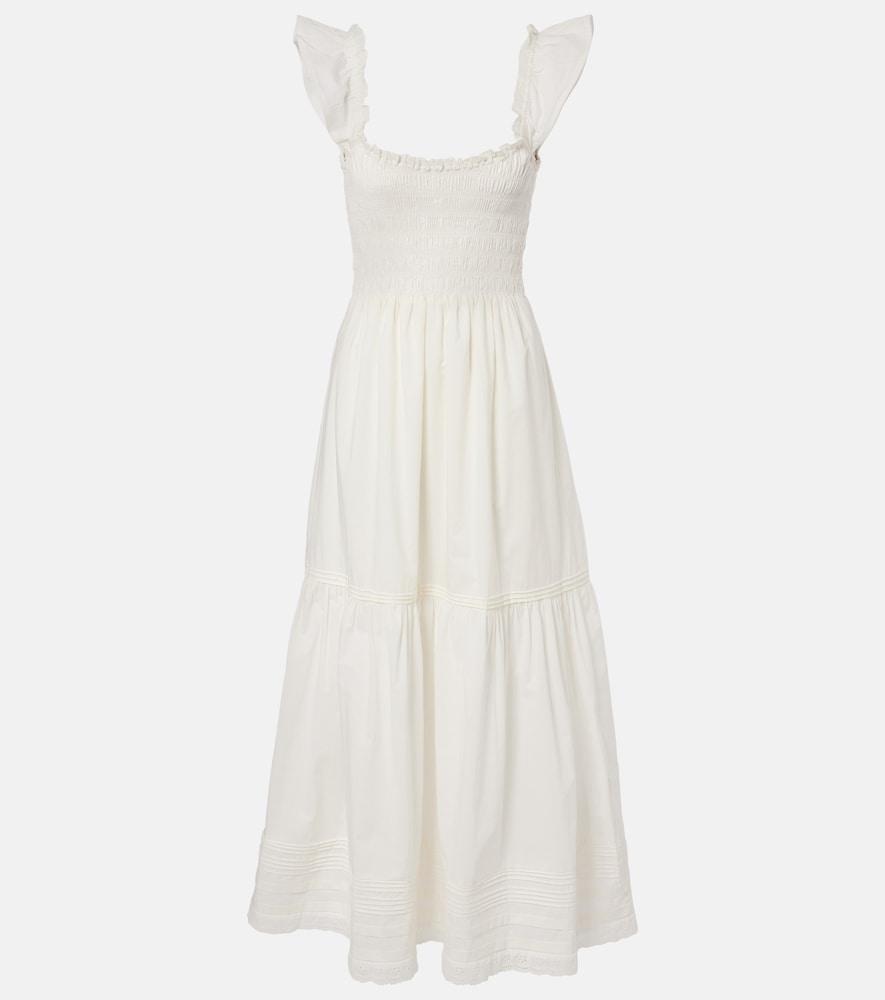 faithfull valentina shirred cotton maxi dress