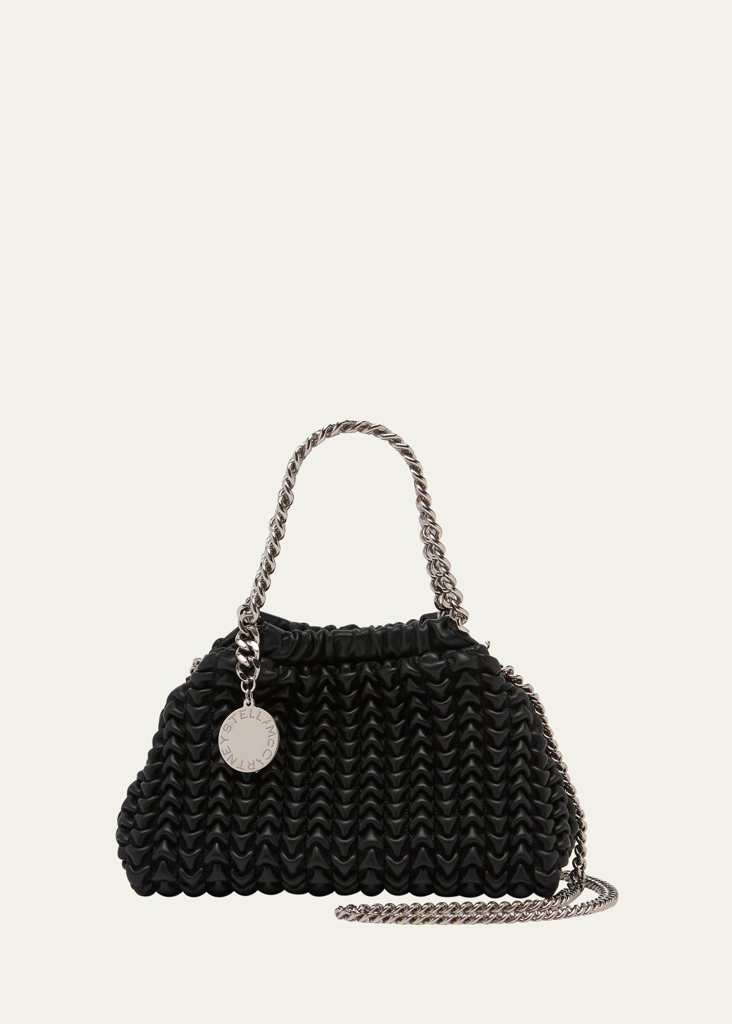 falabella mini smocked vegan leather shoulder bag