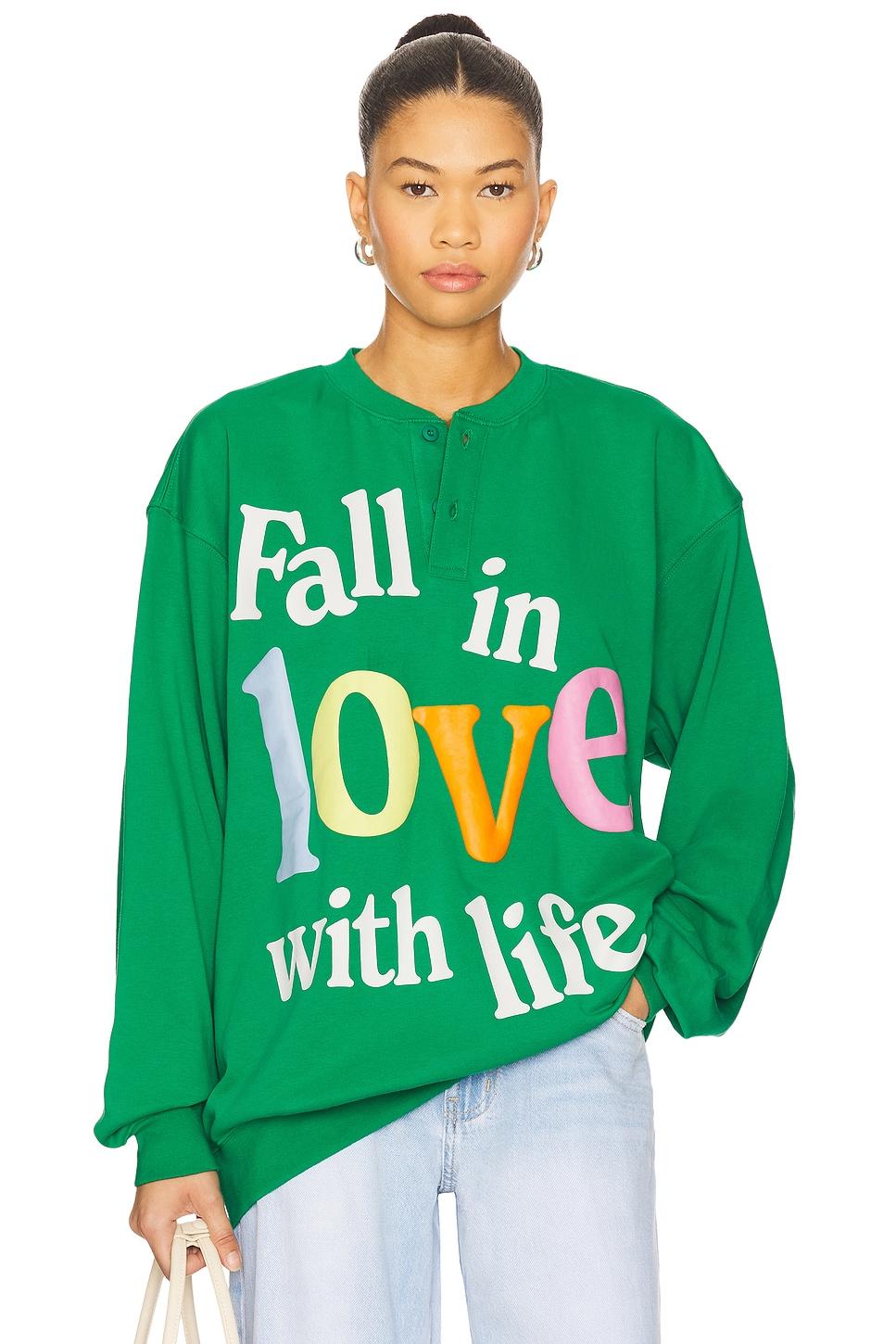 fall in love with life henley sweatshirt