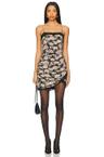 fallen rose print mini dress