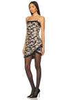 fallen rose print mini dress
