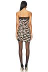 fallen rose print mini dress