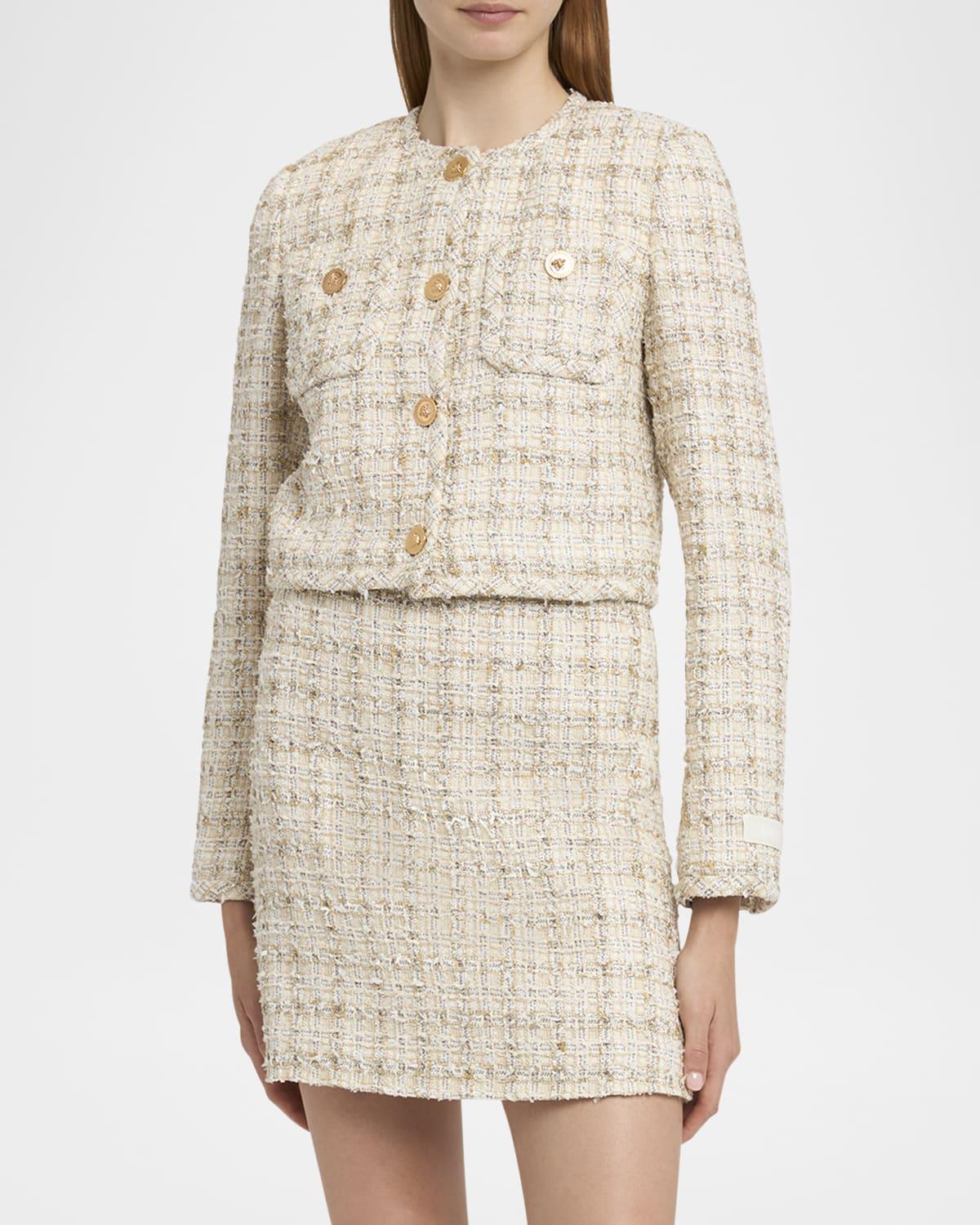 fancy metallic eyelash tweed mini skirt
