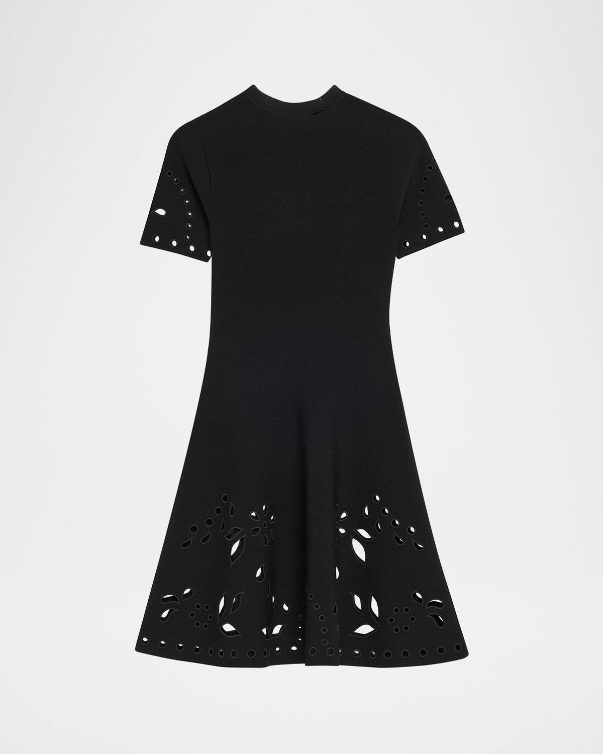 fania short-sleeve eyelet mini dress