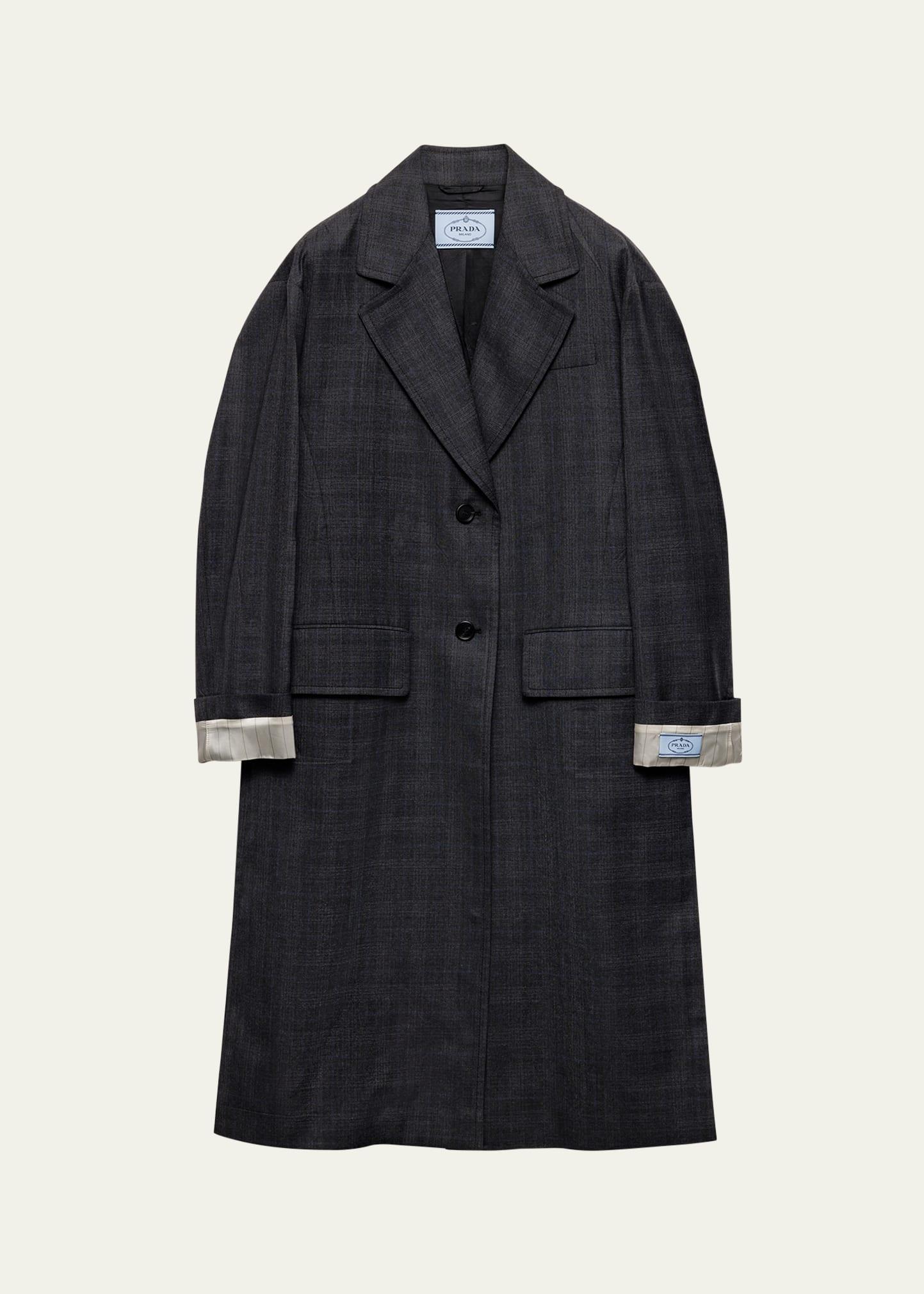 fantasia 130s plaid oversized wool overcoat