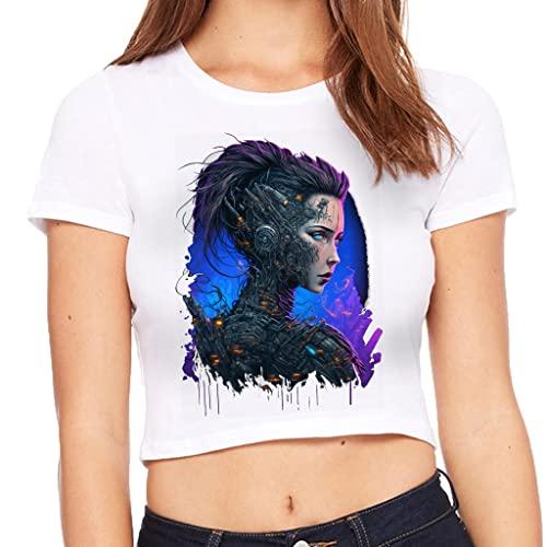 fantasy girl women's cropped t-shirt - beautiful crop top - art cropped tee - white, m/l