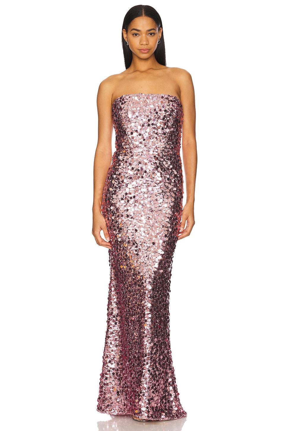 farah sequin strapless gown